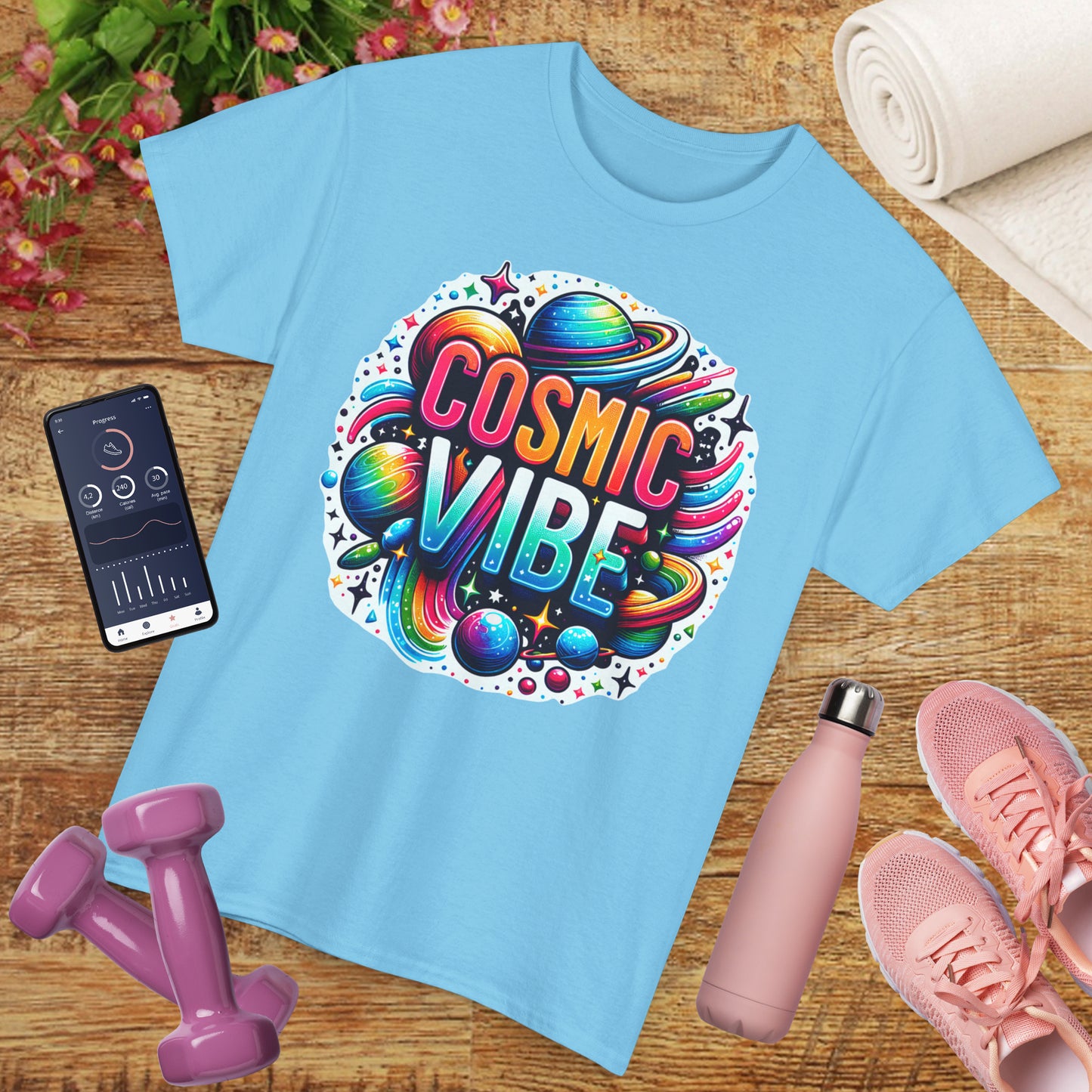 🌌Cosmic Vibes Heavy Cotton Tee - Align with the Rhythm of the Universe