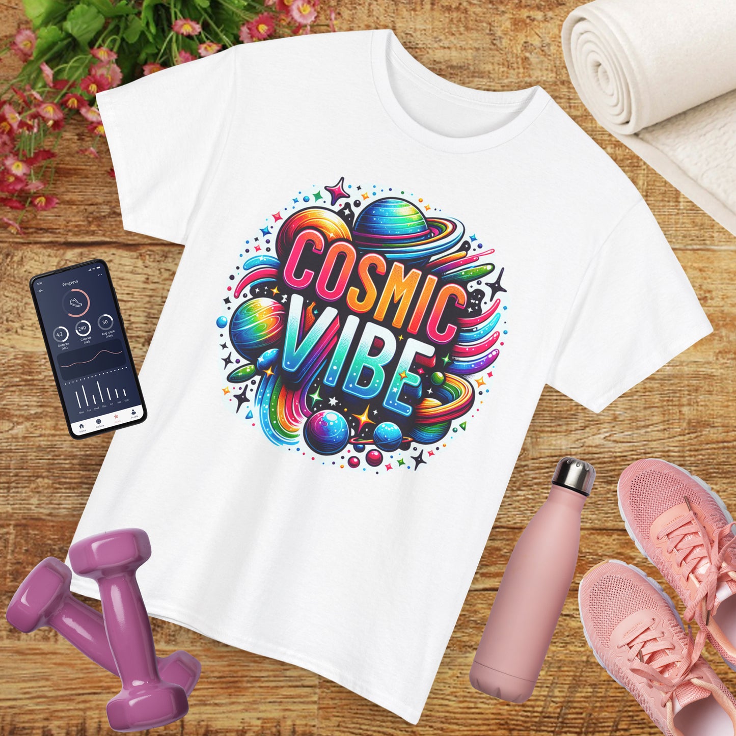 🌌Cosmic Vibes Heavy Cotton Tee - Align with the Rhythm of the Universe