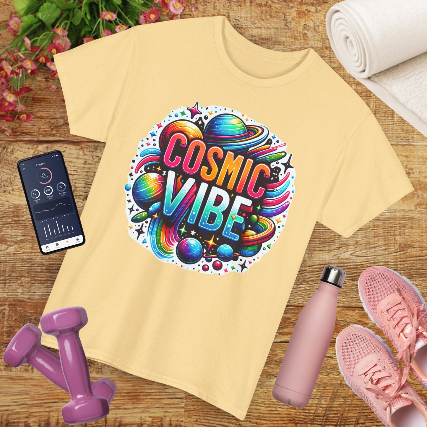 🌌Cosmic Vibes Heavy Cotton Tee - Align with the Rhythm of the Universe