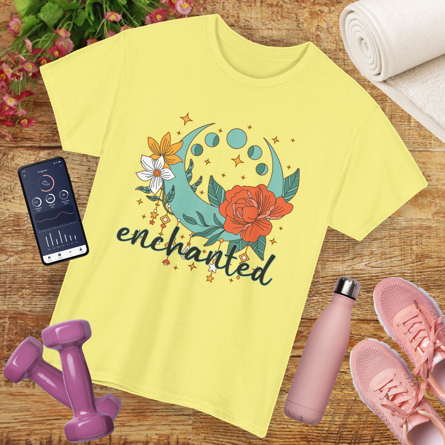 Enchanted Moon Phases Heavy Cotton Tee - Boho Magic in Motion