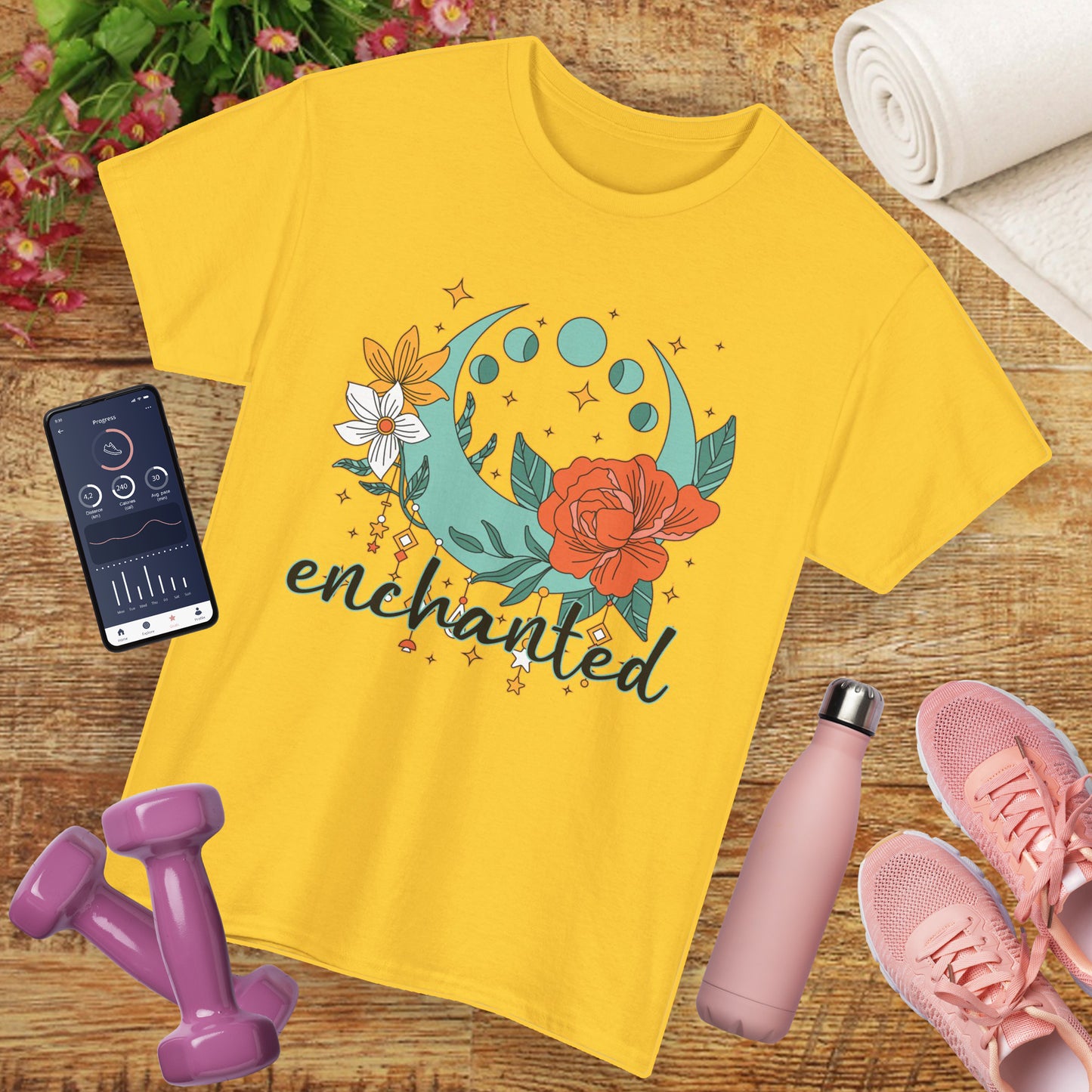 Enchanted Moon Phases Heavy Cotton Tee - Boho Magic in Motion