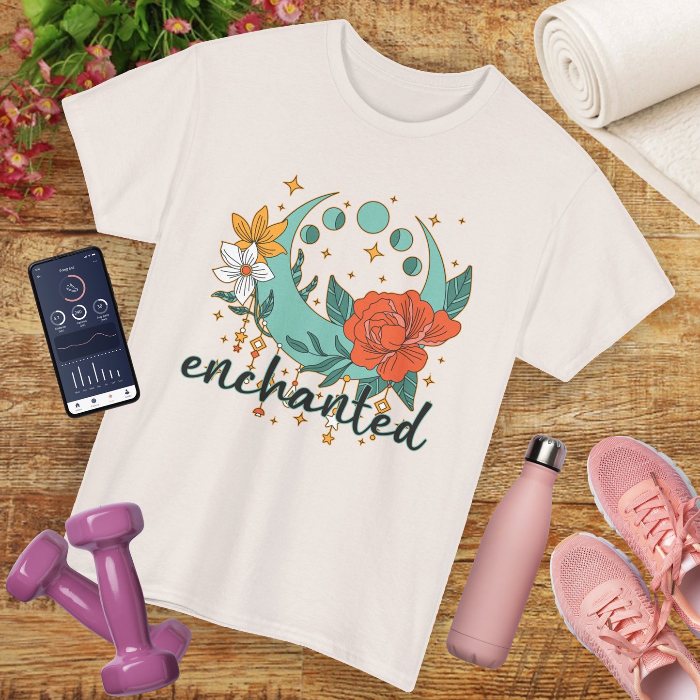 Enchanted Moon Phases Heavy Cotton Tee - Boho Magic in Motion