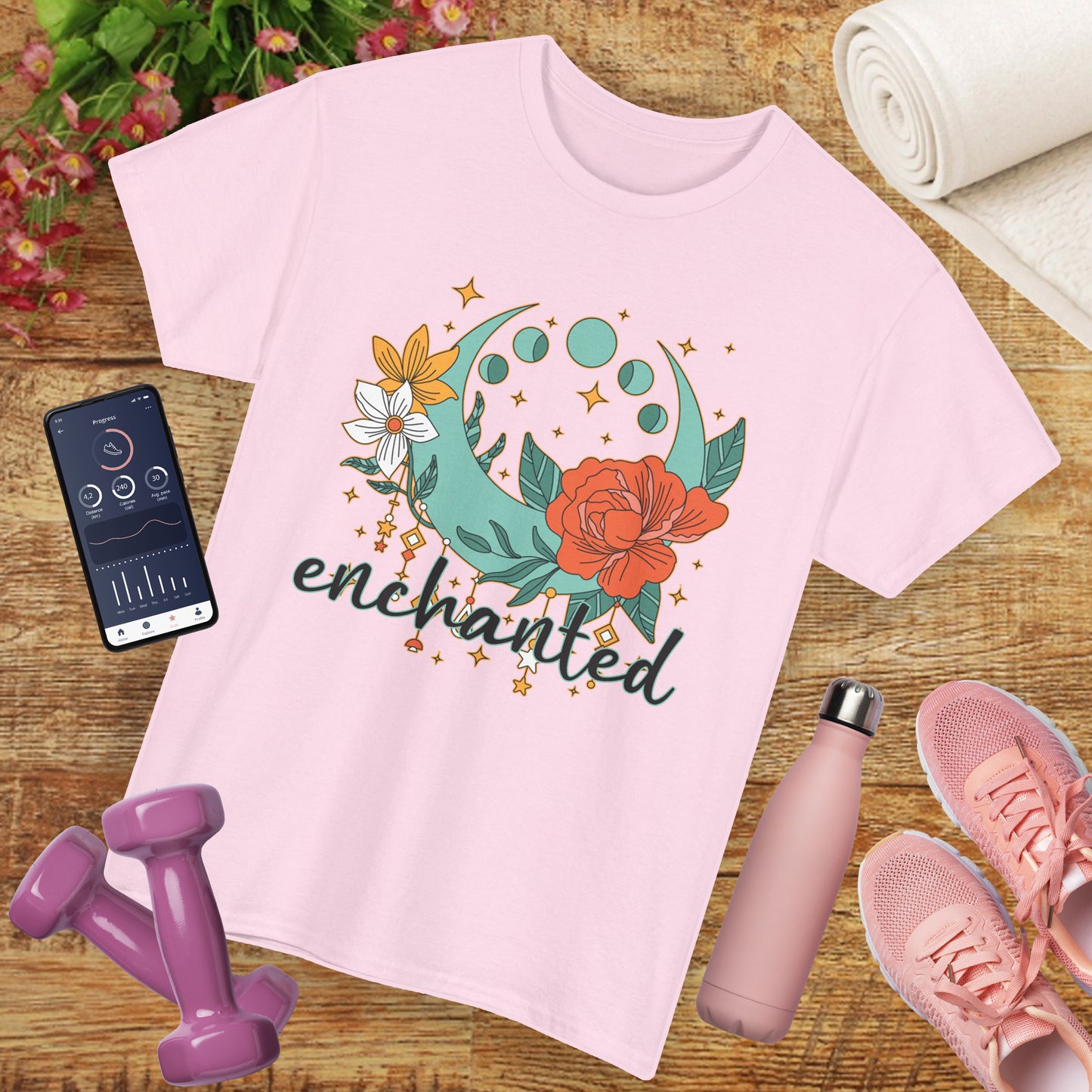 Enchanted Moon Phases Heavy Cotton Tee - Boho Magic in Motion