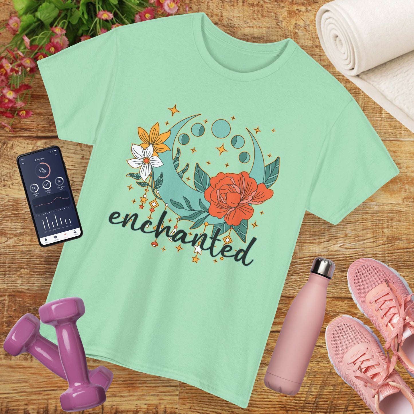 Enchanted Moon Phases Heavy Cotton Tee - Boho Magic in Motion