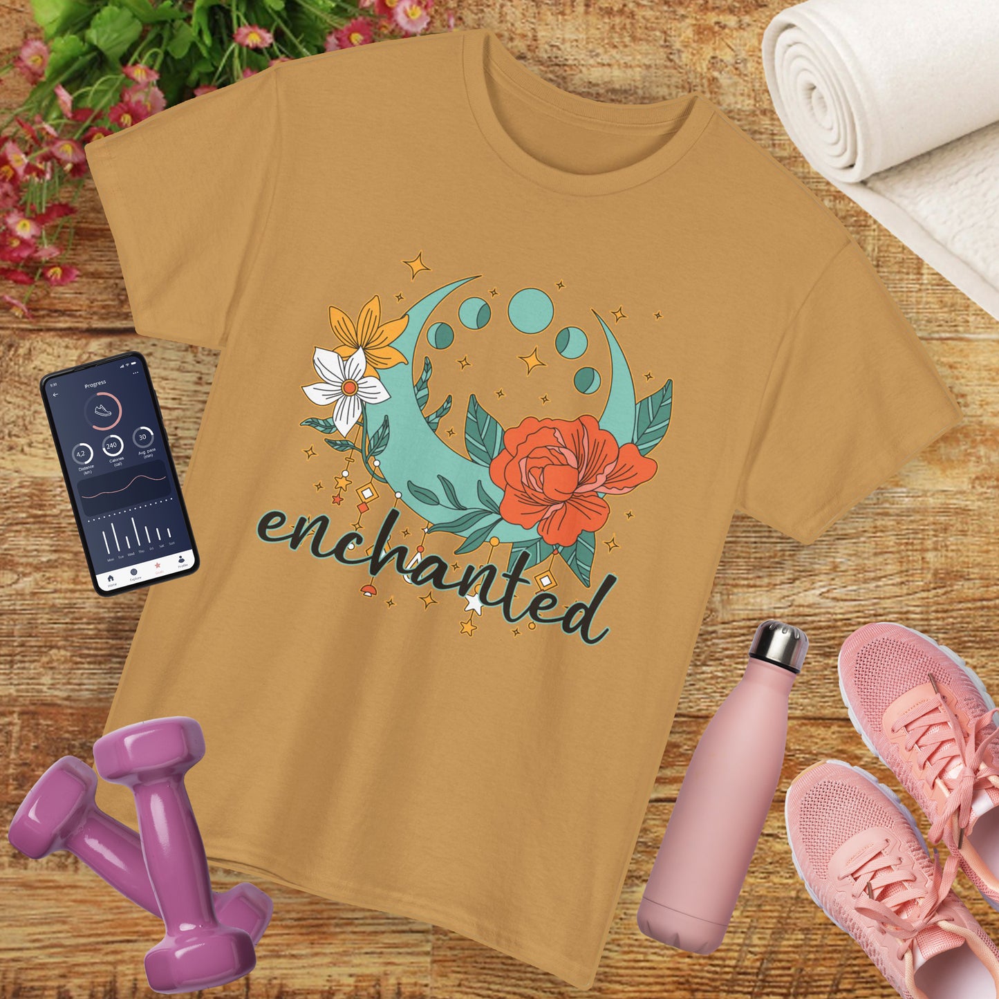 Enchanted Moon Phases Heavy Cotton Tee - Boho Magic in Motion