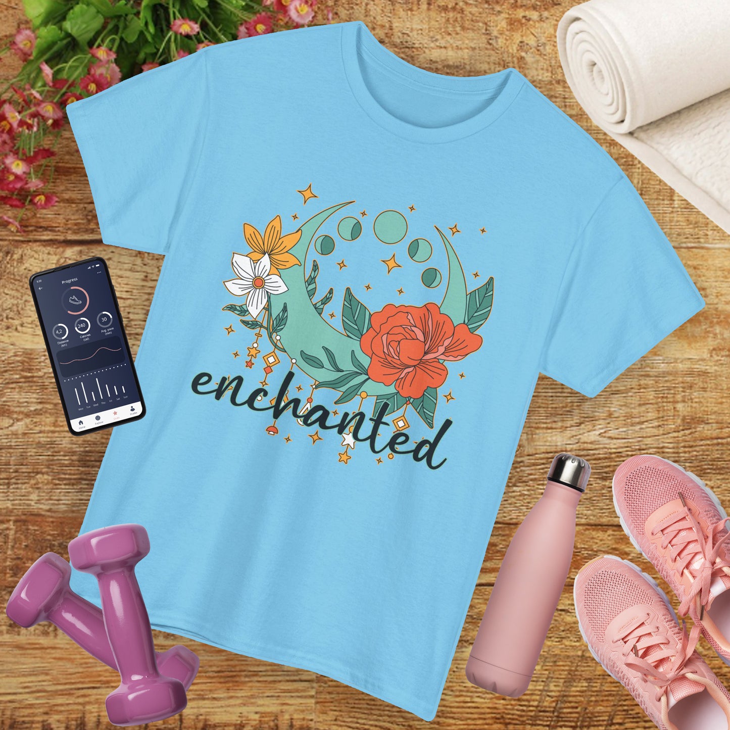 Enchanted Moon Phases Heavy Cotton Tee - Boho Magic in Motion