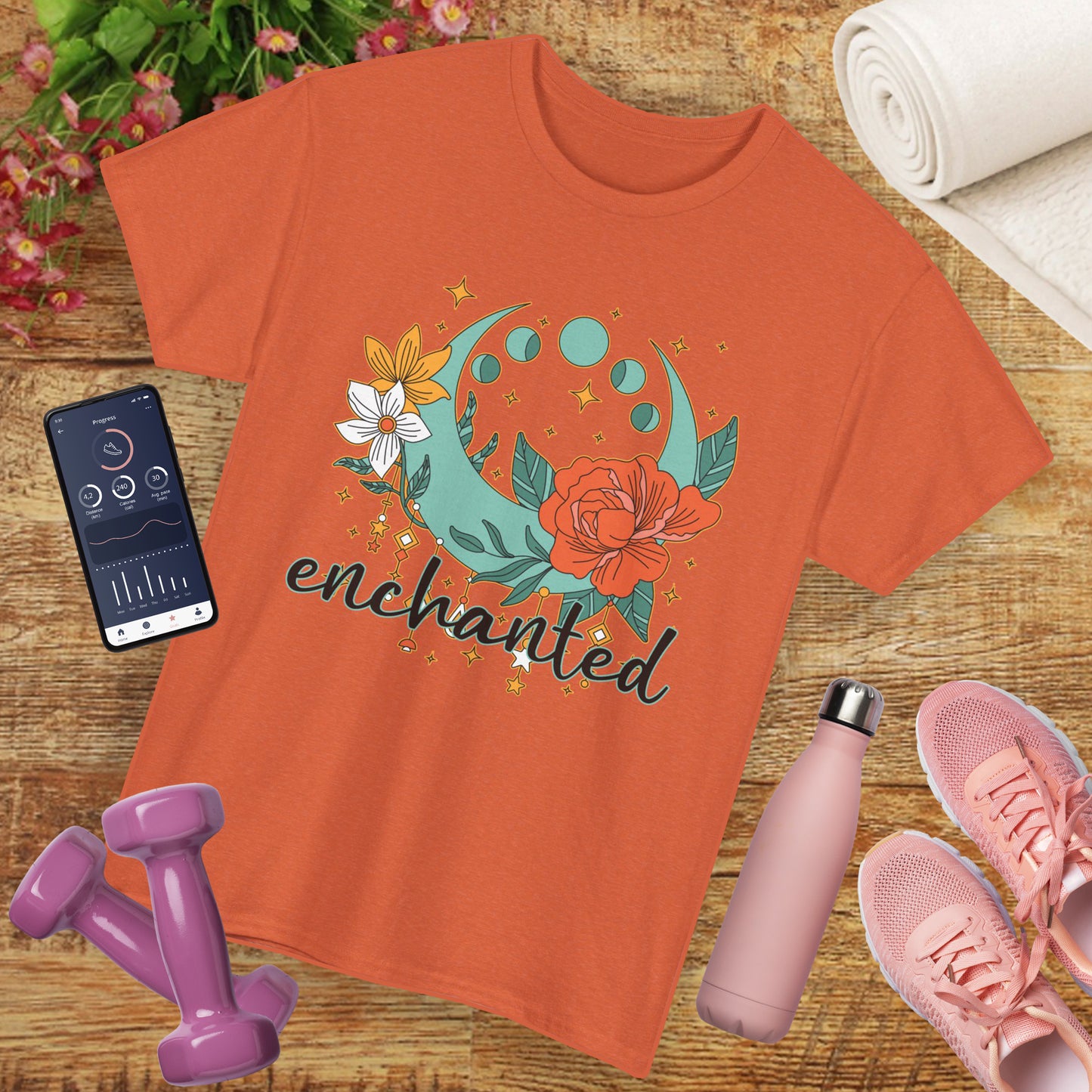 Enchanted Moon Phases Heavy Cotton Tee - Boho Magic in Motion