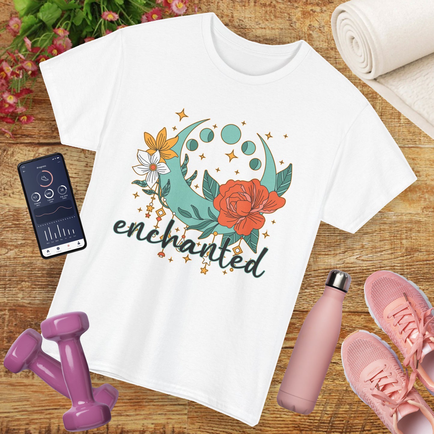 Enchanted Moon Phases Heavy Cotton Tee - Boho Magic in Motion