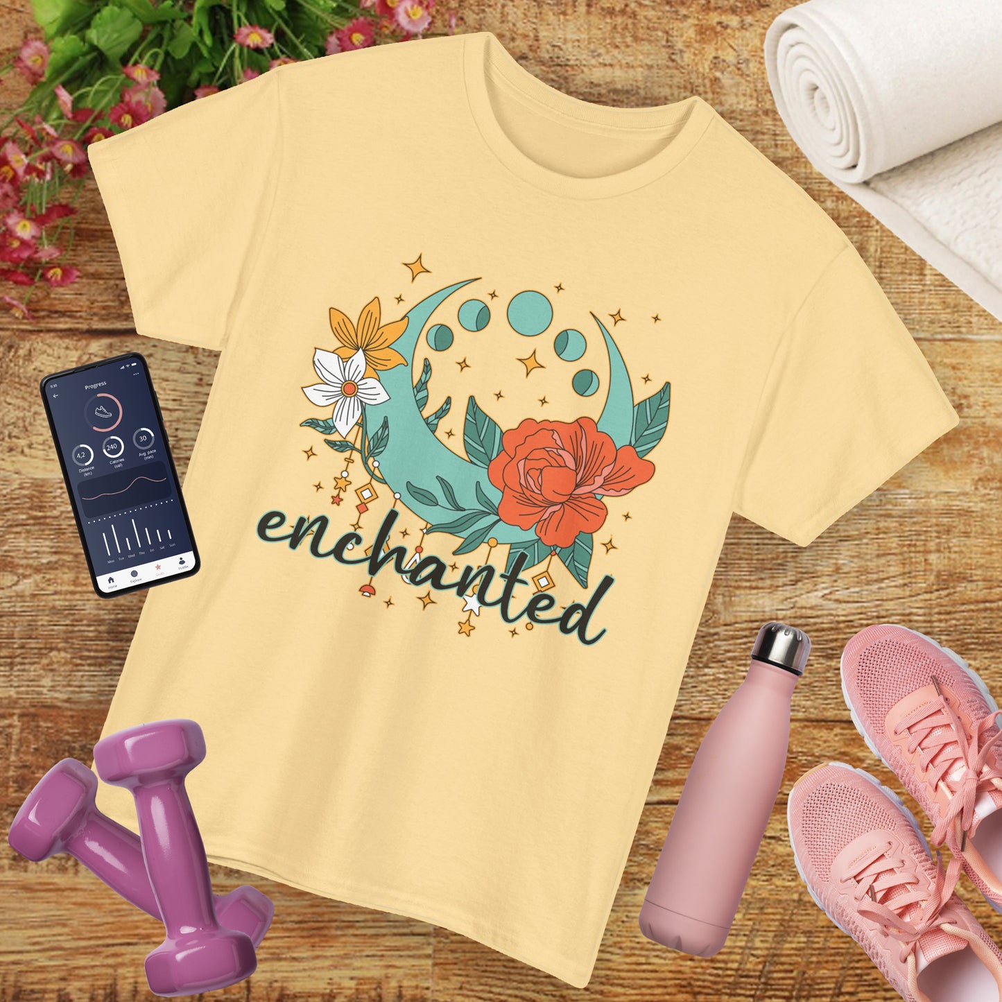 Enchanted Moon Phases Heavy Cotton Tee - Boho Magic in Motion