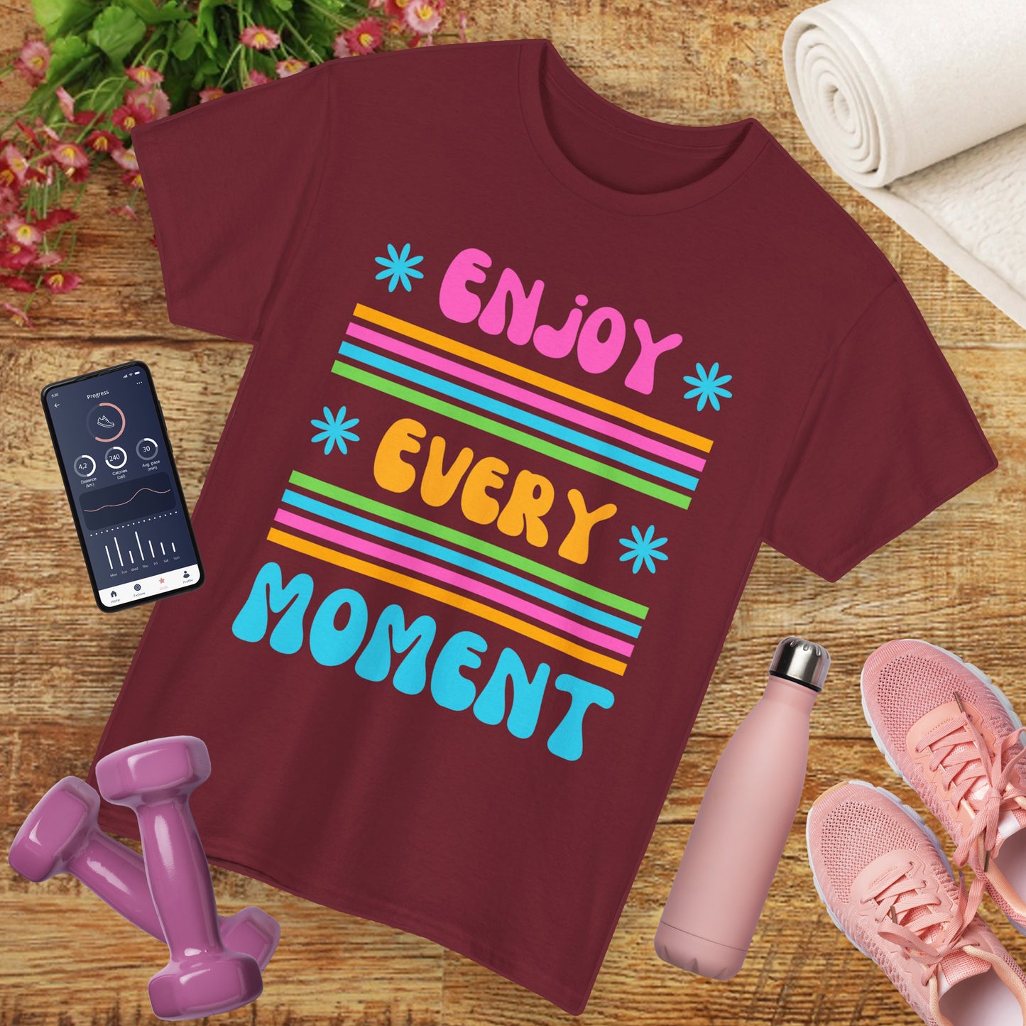 ☀️Joyflow Heavy Cotton Tee - Enjoy Every Moment - A Celebration of Now