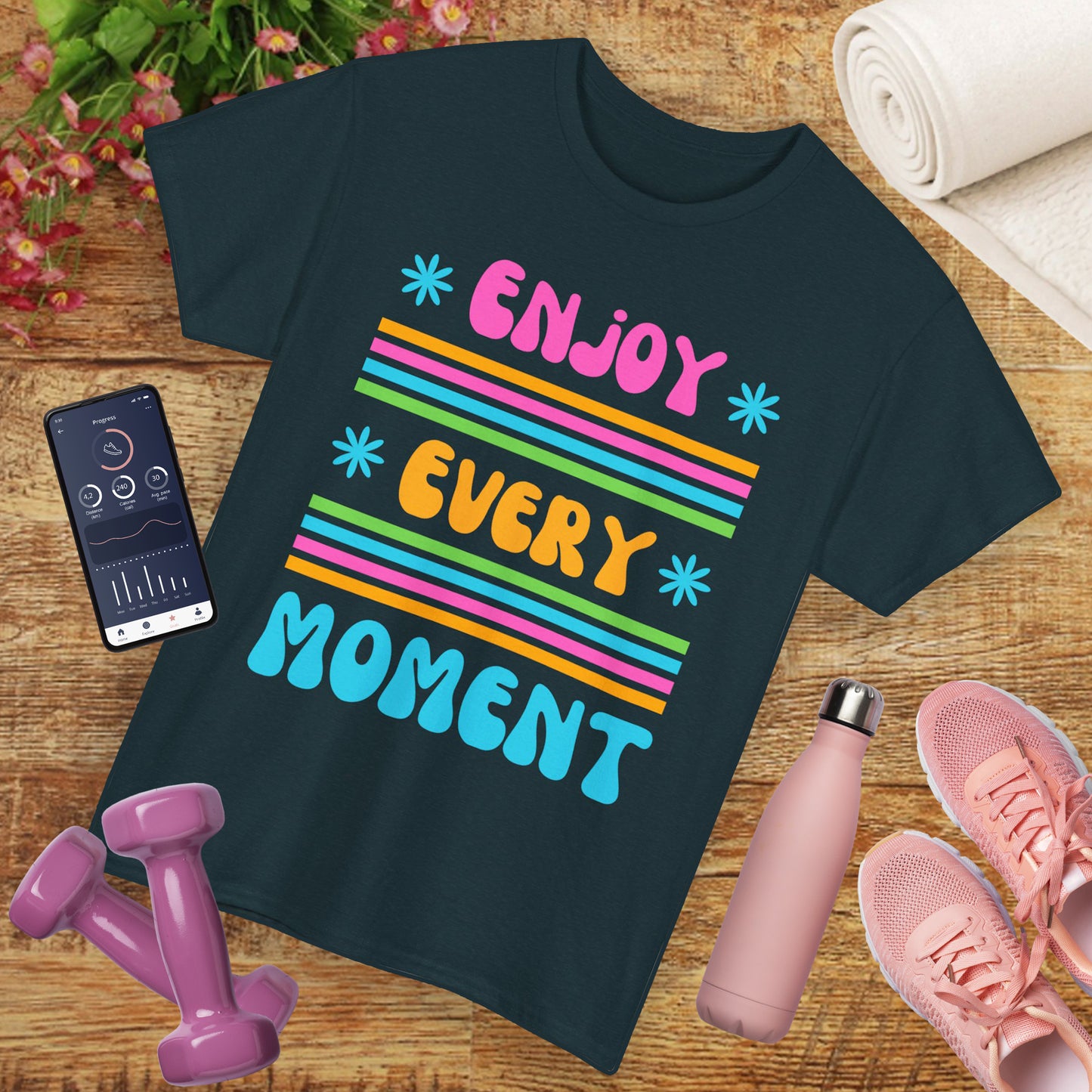 ☀️Joyflow Heavy Cotton Tee - Enjoy Every Moment - A Celebration of Now