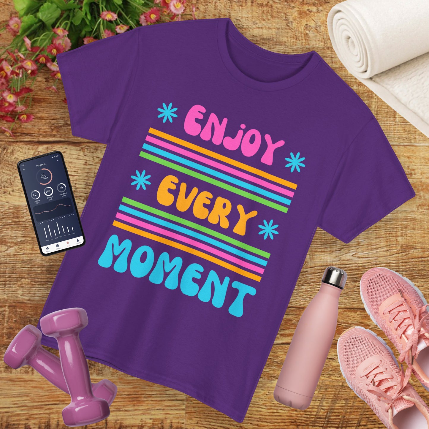 ☀️Joyflow Heavy Cotton Tee - Enjoy Every Moment - A Celebration of Now