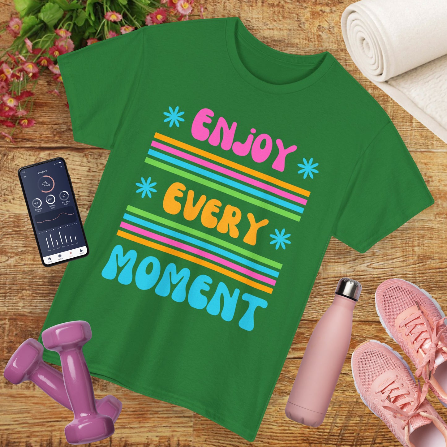 ☀️Joyflow Heavy Cotton Tee - Enjoy Every Moment - A Celebration of Now