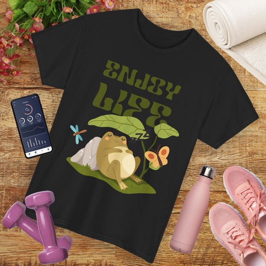 “Enjoy Life” Frog Tee - Chill Vibes Only - Heavy Cotton Tee