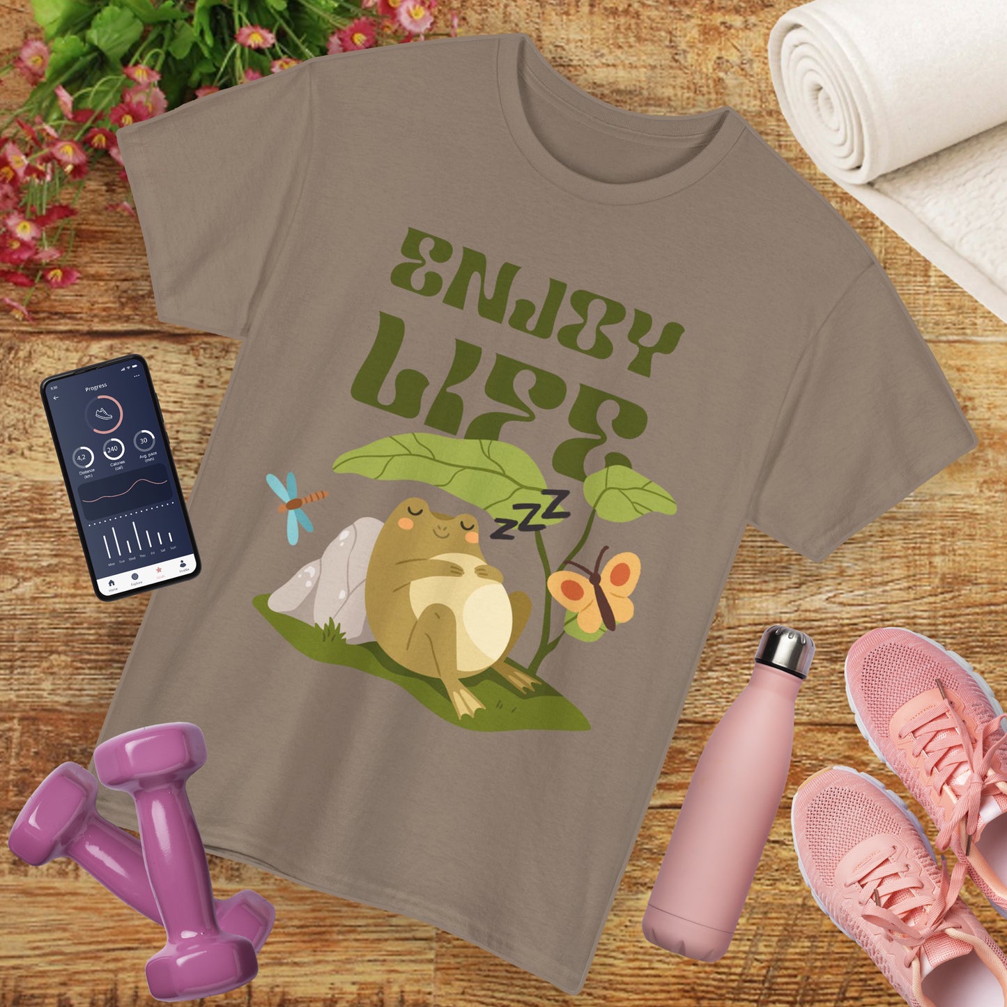 “Enjoy Life” Frog Tee - Chill Vibes Only - Heavy Cotton Tee