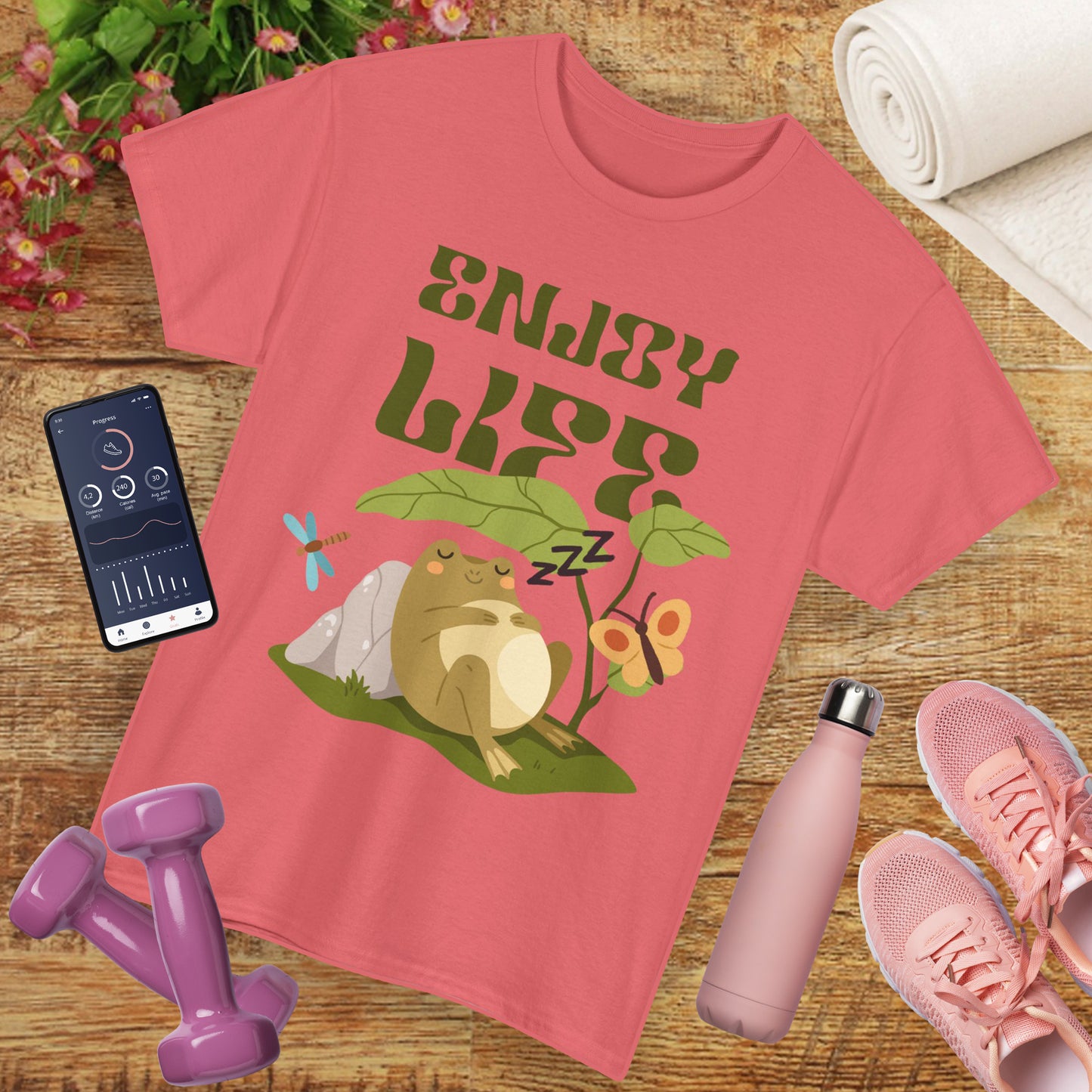 “Enjoy Life” Frog Tee - Chill Vibes Only - Heavy Cotton Tee