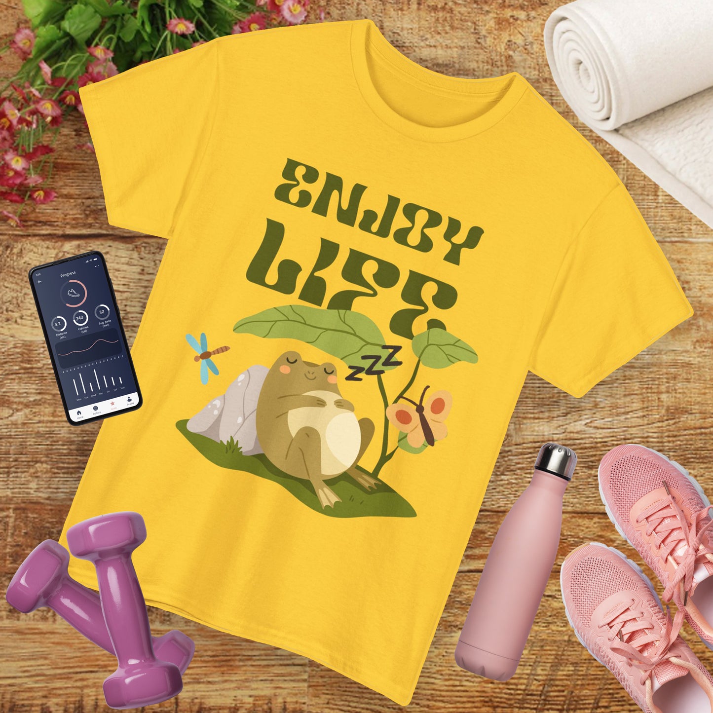 “Enjoy Life” Frog Tee - Chill Vibes Only - Heavy Cotton Tee