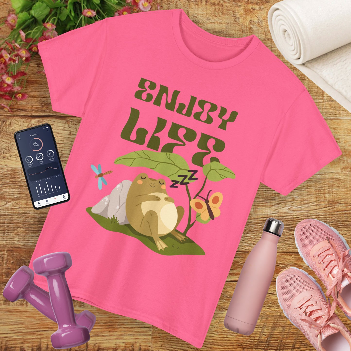 “Enjoy Life” Frog Tee - Chill Vibes Only - Heavy Cotton Tee