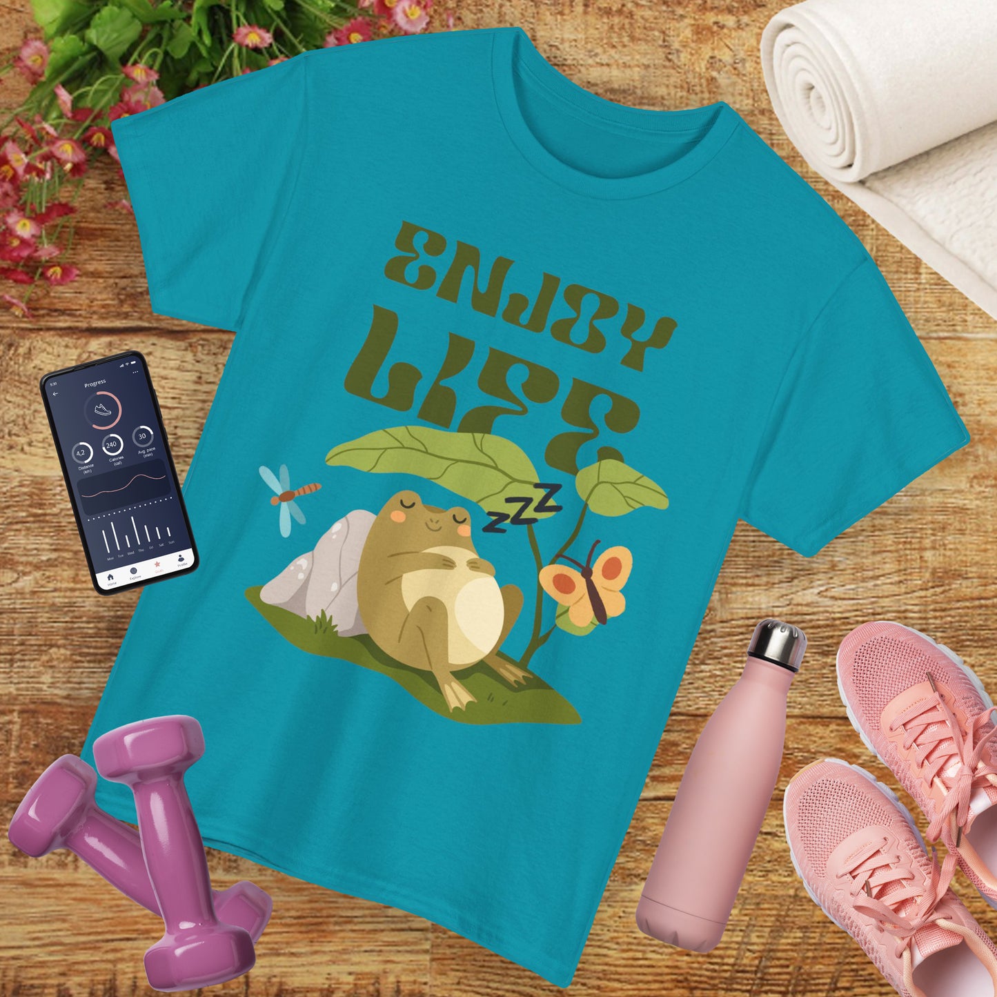 “Enjoy Life” Frog Tee - Chill Vibes Only - Heavy Cotton Tee