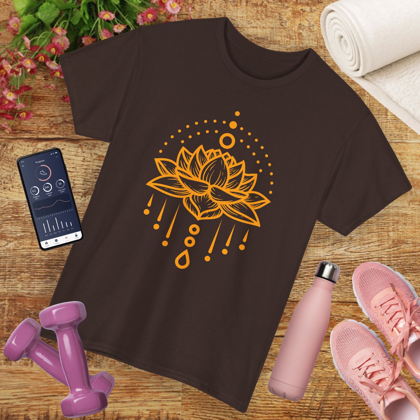 Golden Lotus Heavy Cotton Tee - Embrace Inner Brilliance