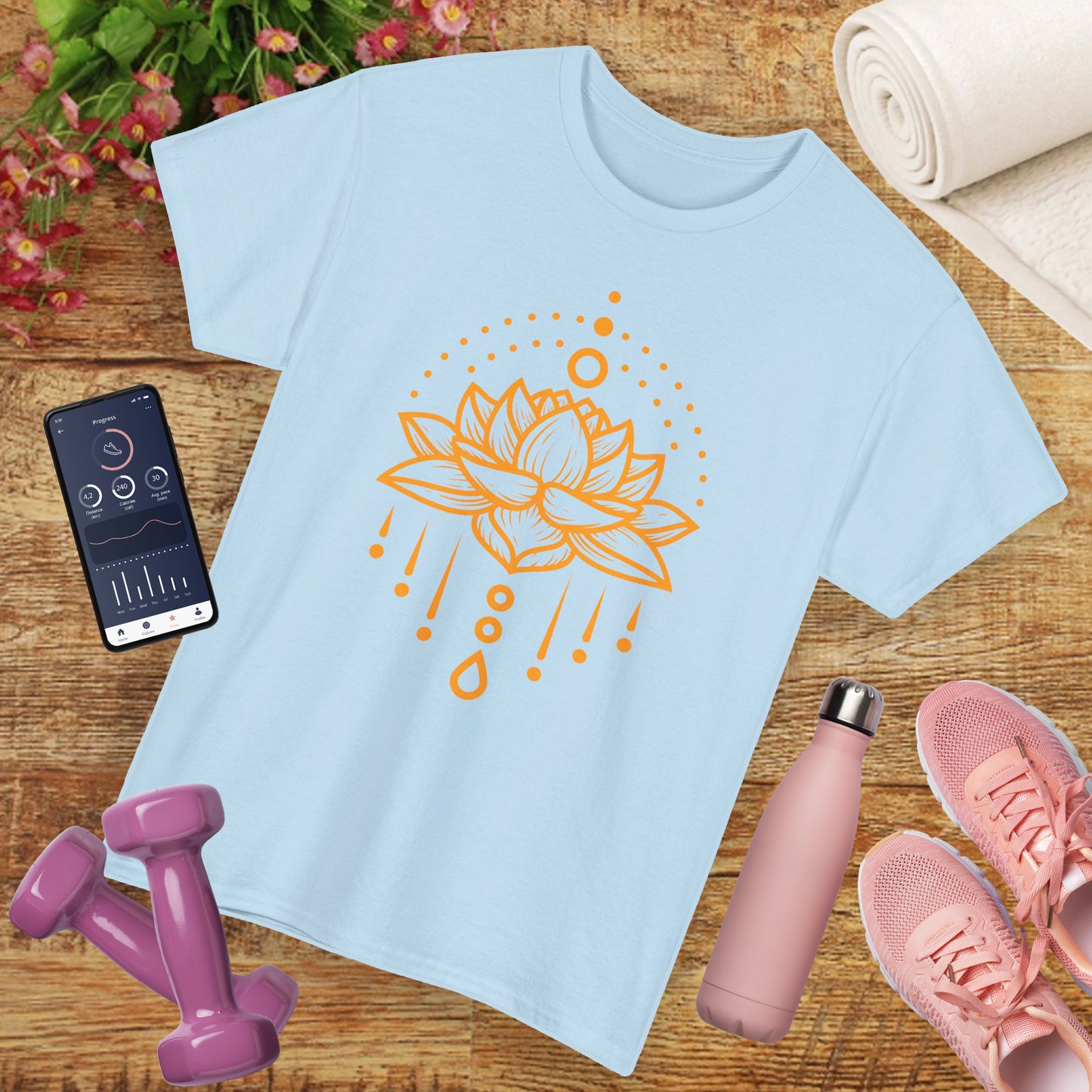 Golden Lotus Heavy Cotton Tee - Embrace Inner Brilliance