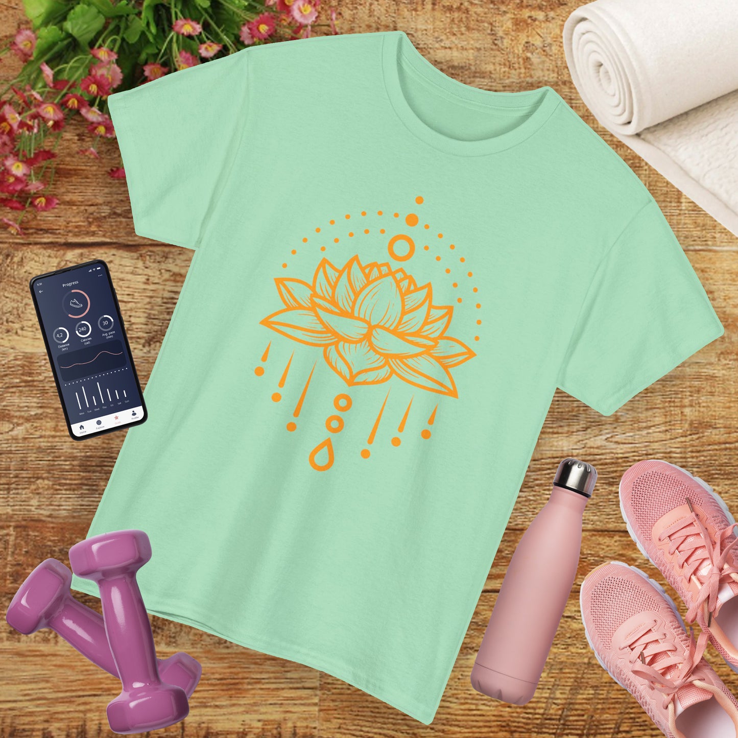 Golden Lotus Heavy Cotton Tee - Embrace Inner Brilliance