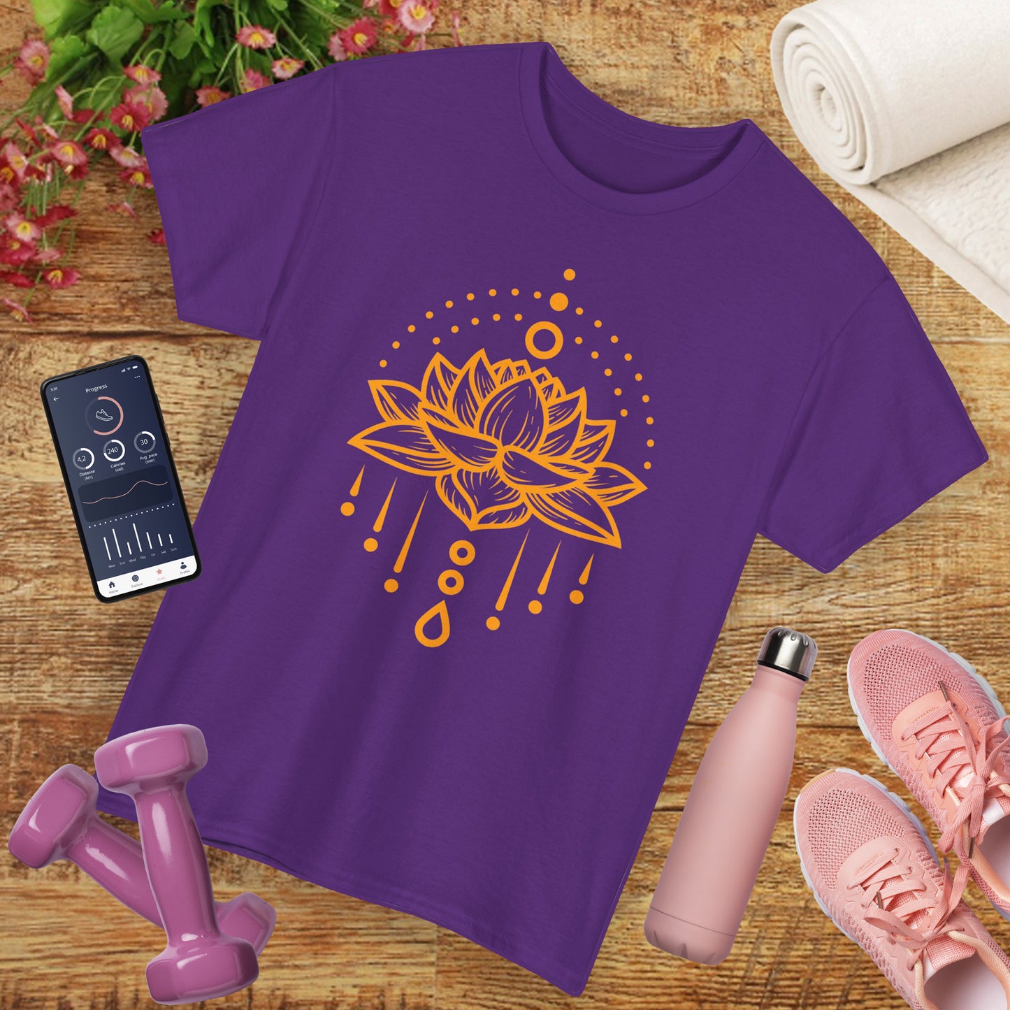 Golden Lotus Heavy Cotton Tee - Embrace Inner Brilliance