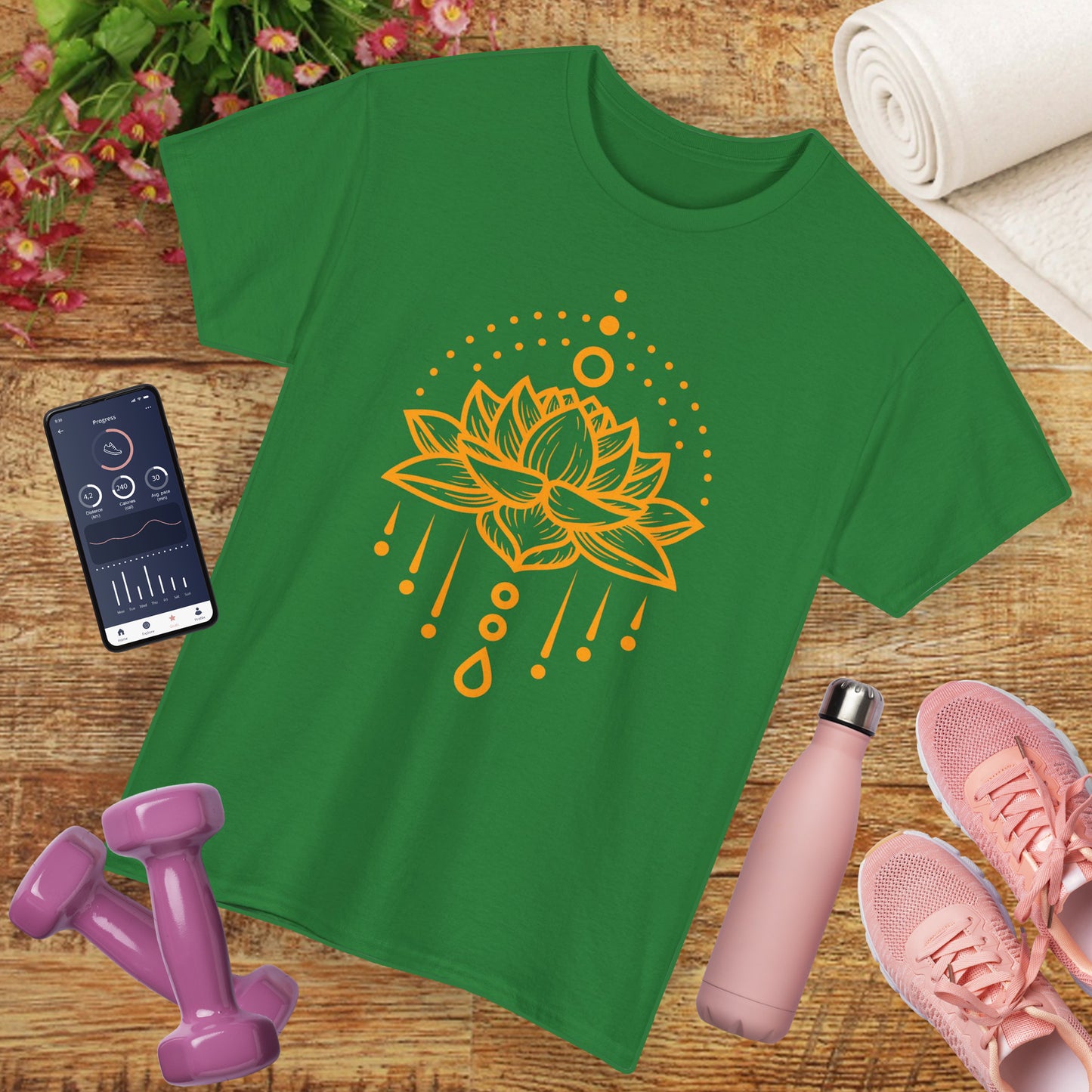 Golden Lotus Heavy Cotton Tee - Embrace Inner Brilliance