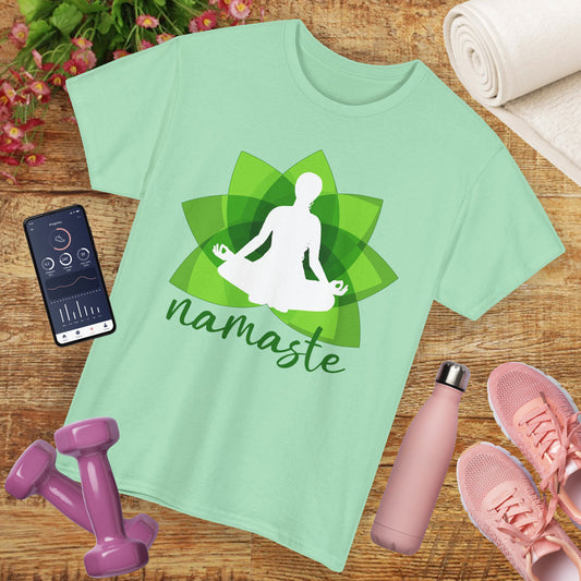 Namaste Lotus Heavy Cotton Tee - Rooted in Peace, Blooming in Grace
