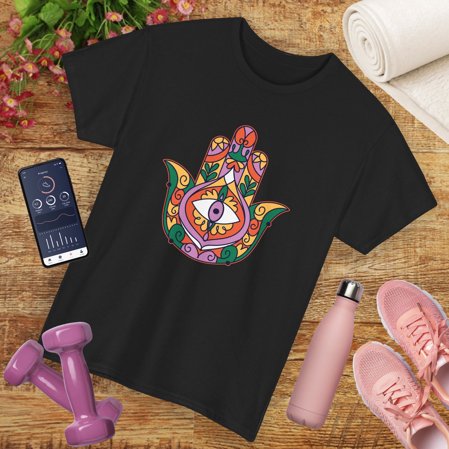 Guardian Spirit Heavy Cotton Tee - Hamsa Hand with Eye