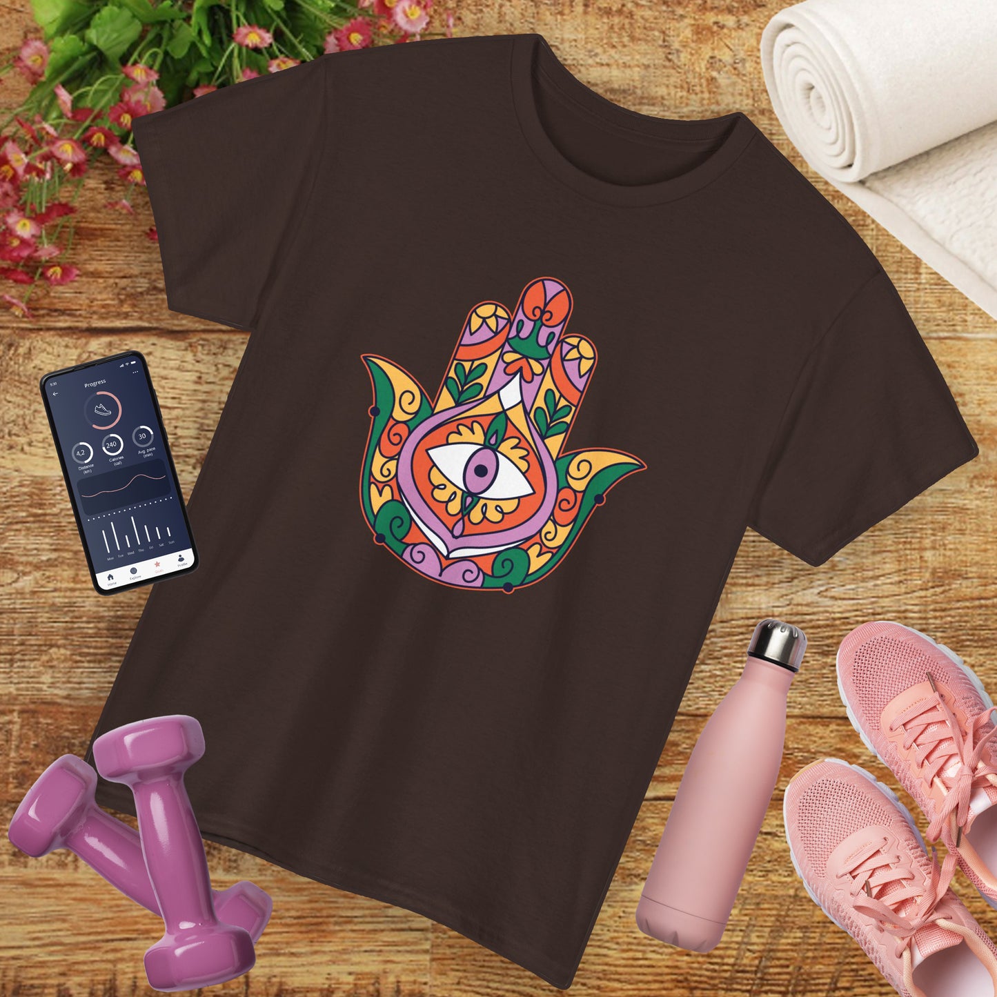 Guardian Spirit Heavy Cotton Tee - Hamsa Hand with Eye