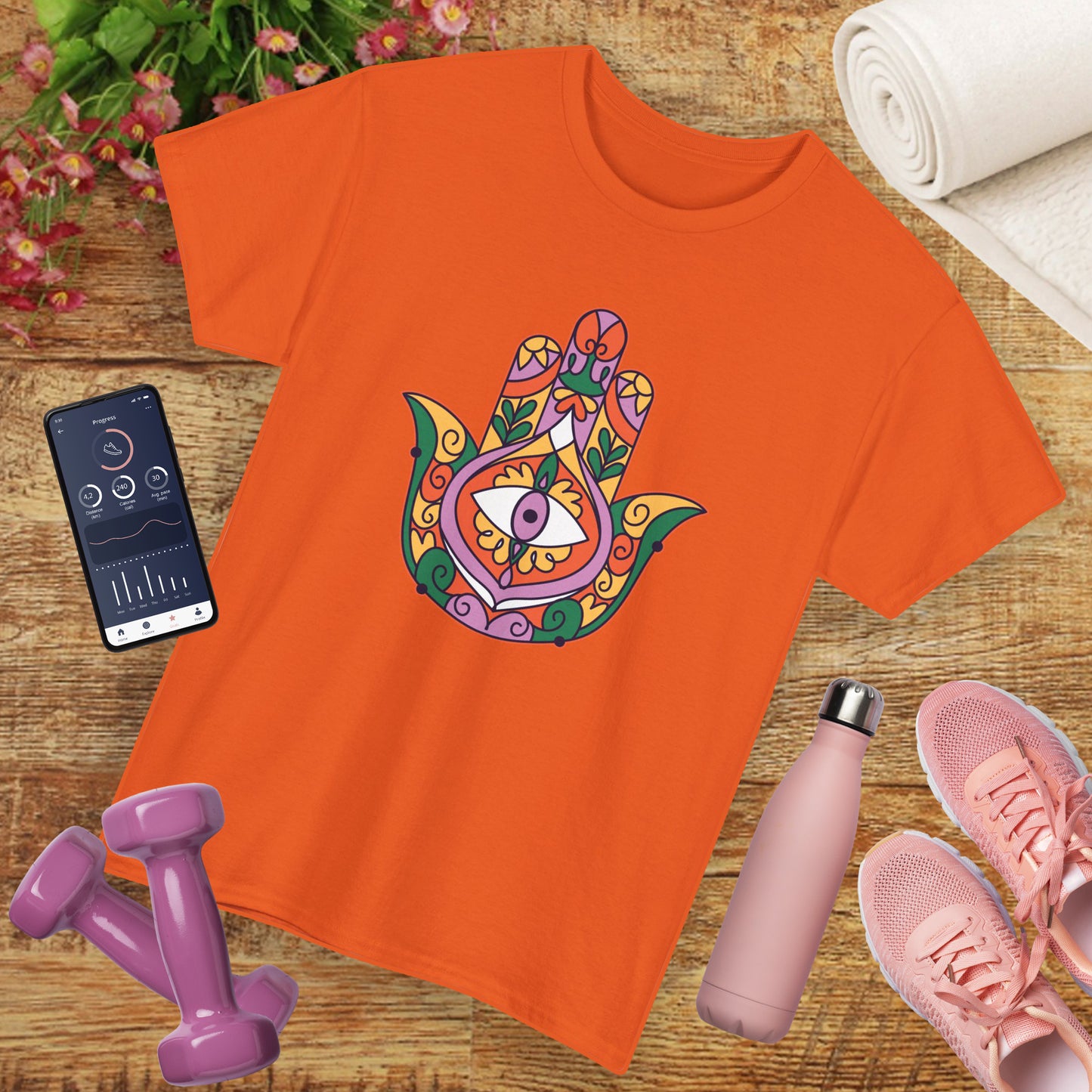Guardian Spirit Heavy Cotton Tee - Hamsa Hand with Eye