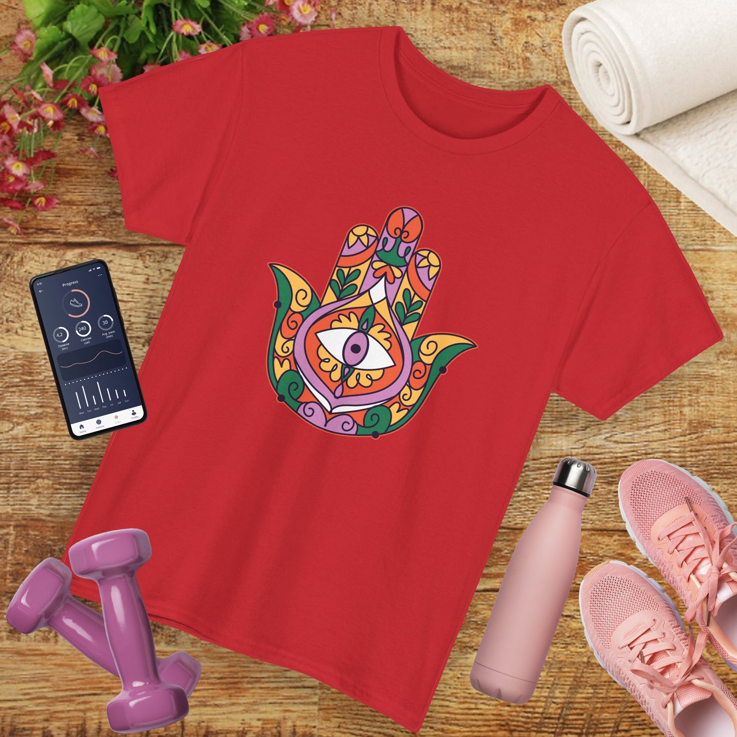 Guardian Spirit Heavy Cotton Tee - Hamsa Hand with Eye