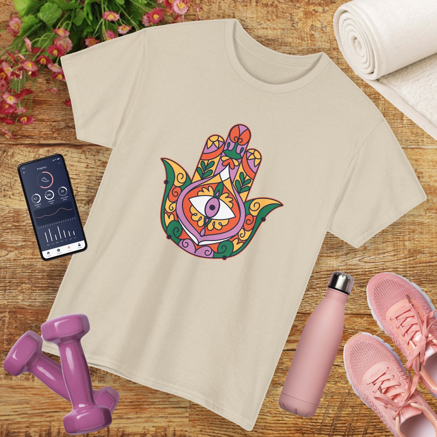 Guardian Spirit Heavy Cotton Tee - Hamsa Hand with Eye