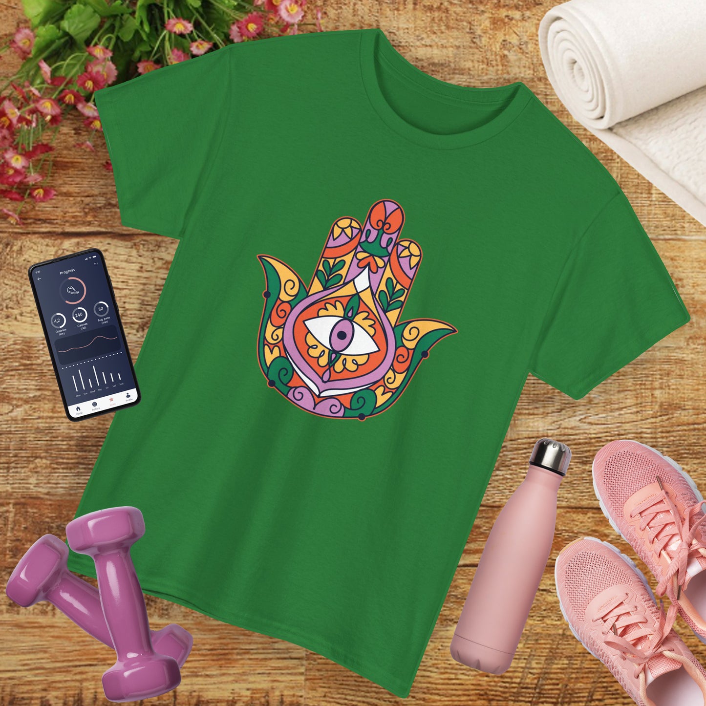 Guardian Spirit Heavy Cotton Tee - Hamsa Hand with Eye