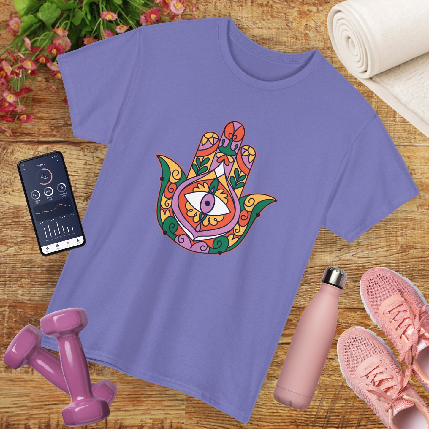 Guardian Spirit Heavy Cotton Tee - Hamsa Hand with Eye