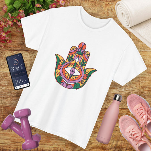 Guardian Spirit Heavy Cotton Tee - Hamsa Hand with Eye