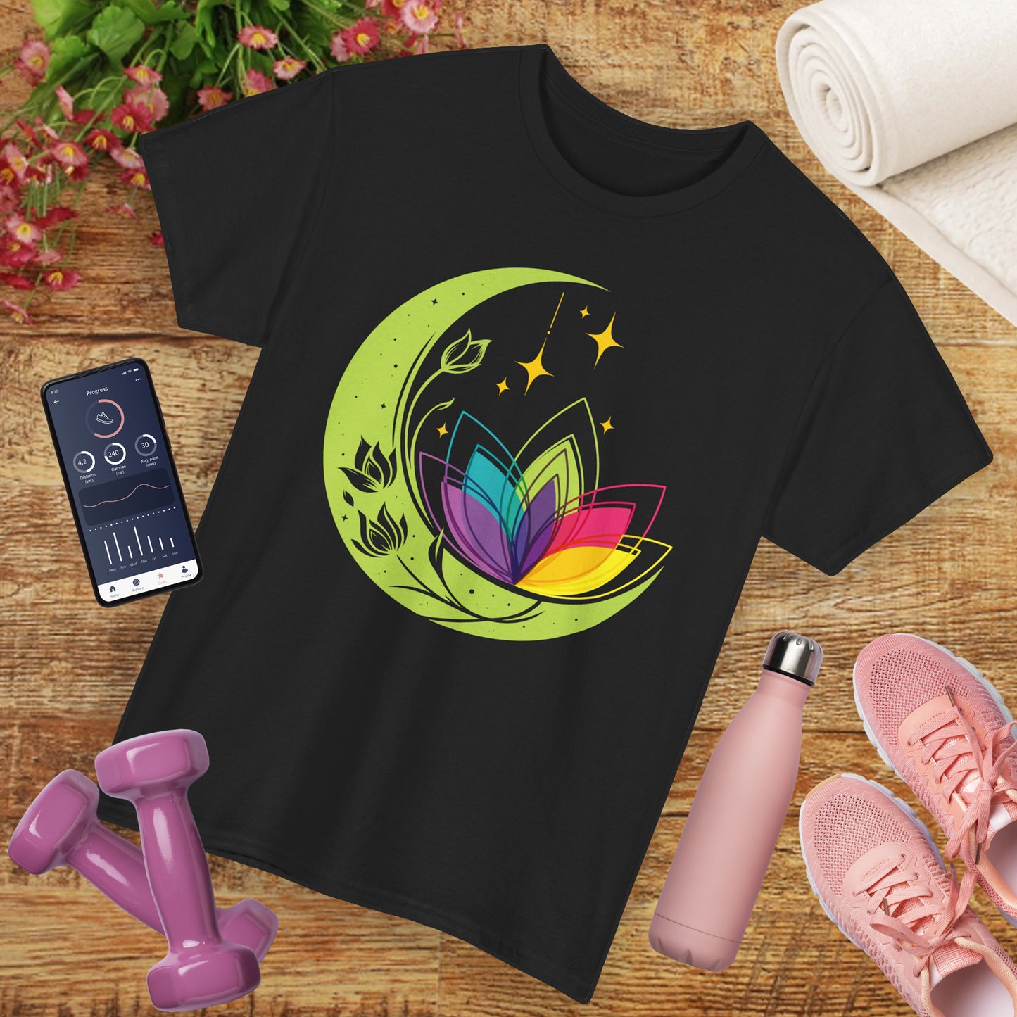 Moonlit Blossoms Heavy Cotton Tee - A Celebration of New Beginnings