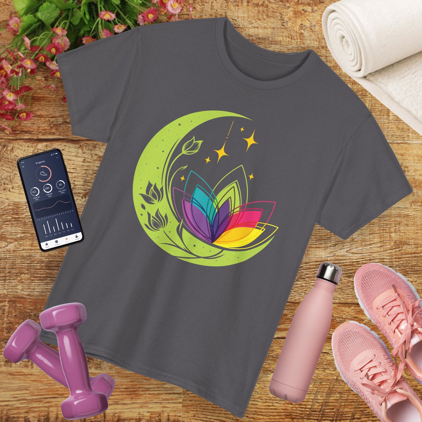 Moonlit Blossoms Heavy Cotton Tee - A Celebration of New Beginnings