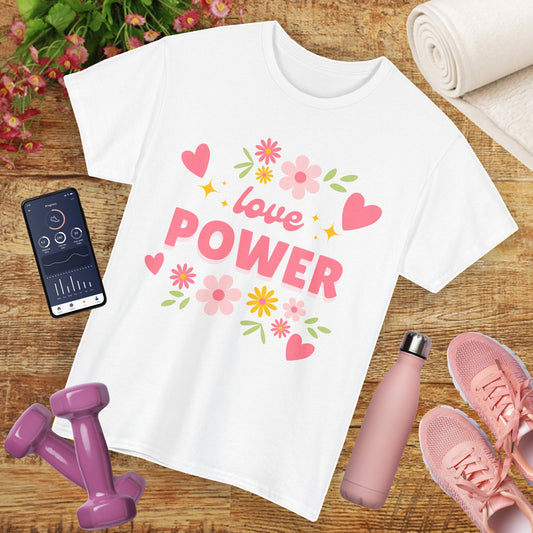 "Love Power" - Heavy Cotton Tee - Wear the Frequency of the Heart