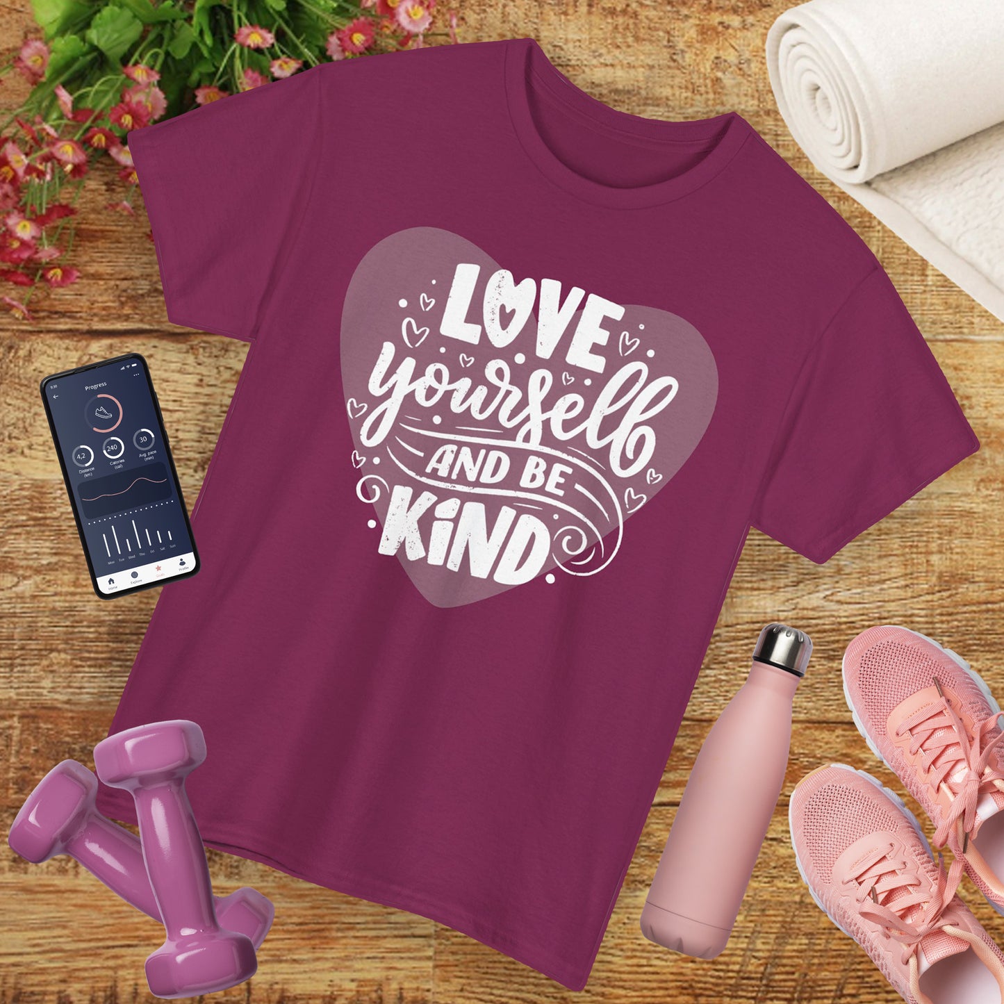 💖Heart Light Heavy Cotton Tee - Love Begins Within