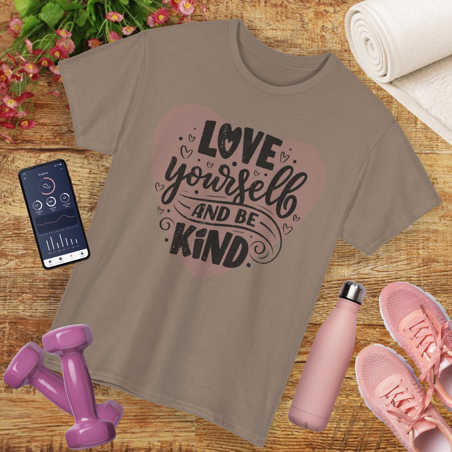 💖Heart Light Heavy Cotton Tee - Love Begins Within