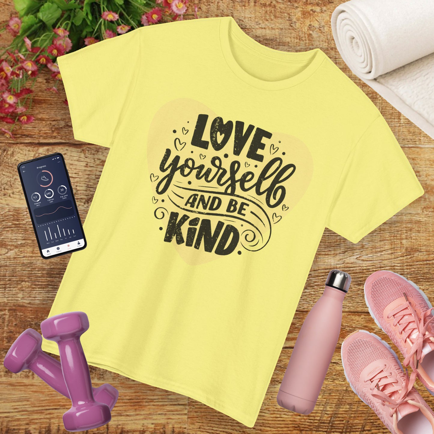 💖Heart Light Heavy Cotton Tee - Love Begins Within