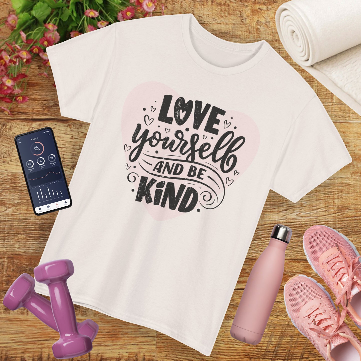 💖Heart Light Heavy Cotton Tee - Love Begins Within