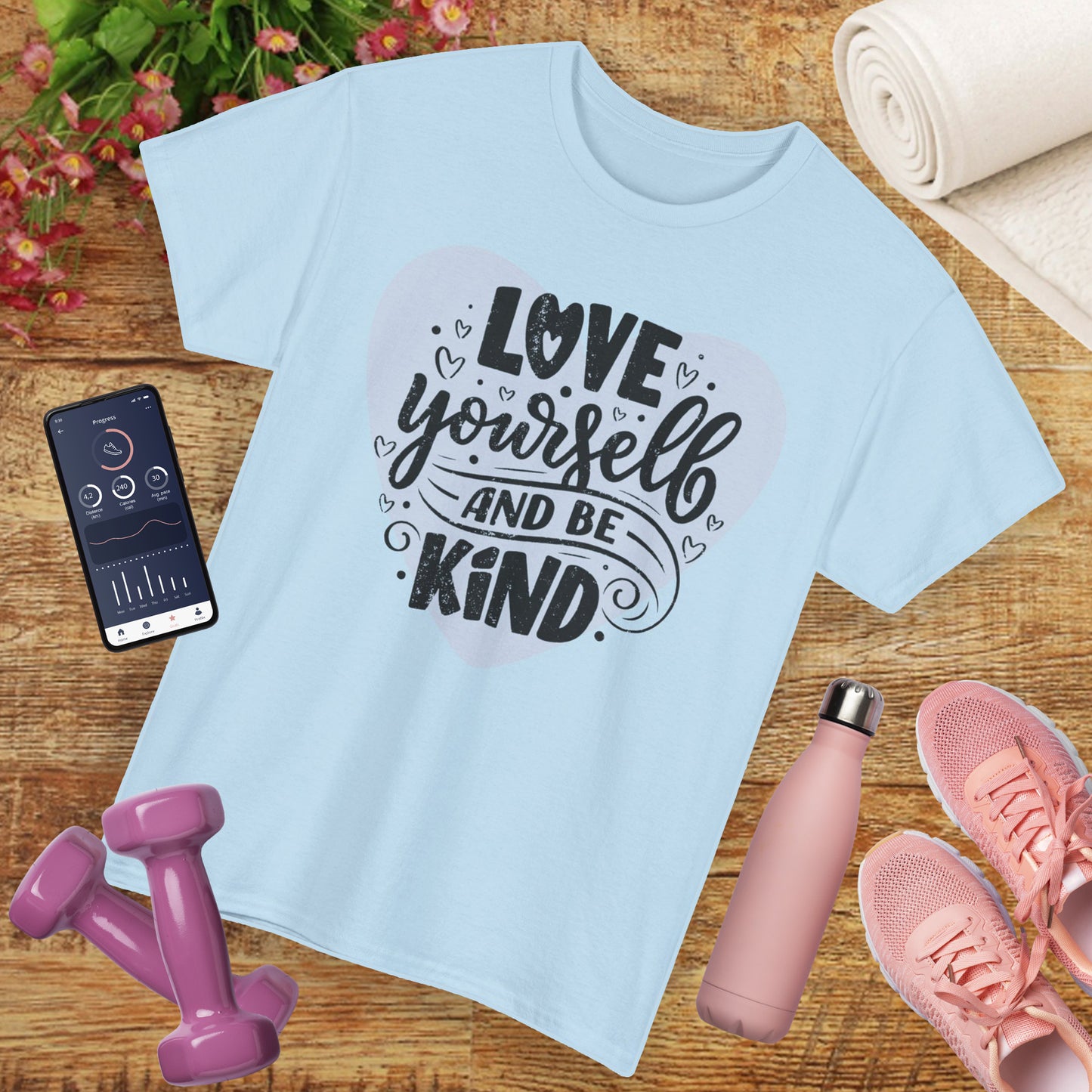 💖Heart Light Heavy Cotton Tee - Love Begins Within