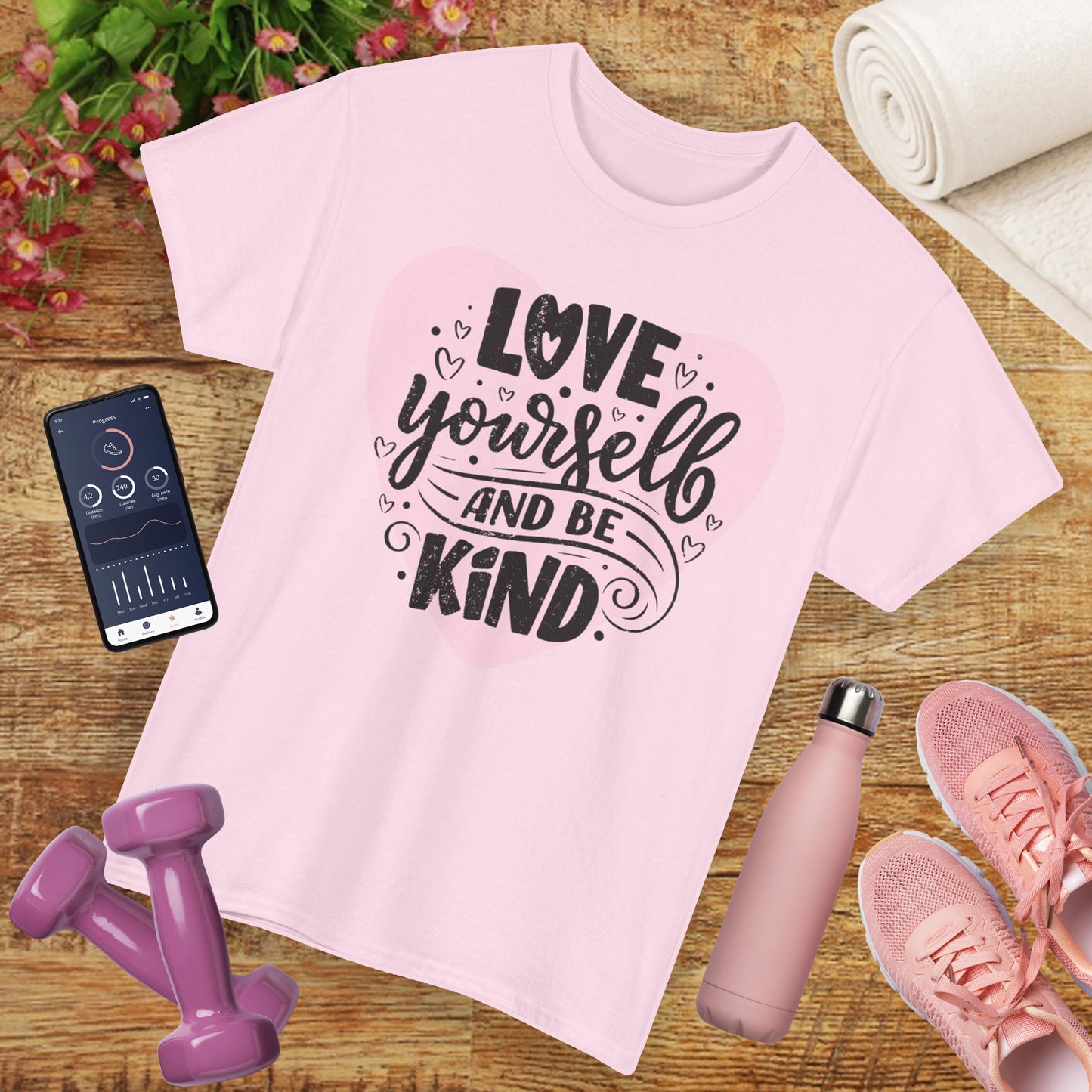 💖Heart Light Heavy Cotton Tee - Love Begins Within