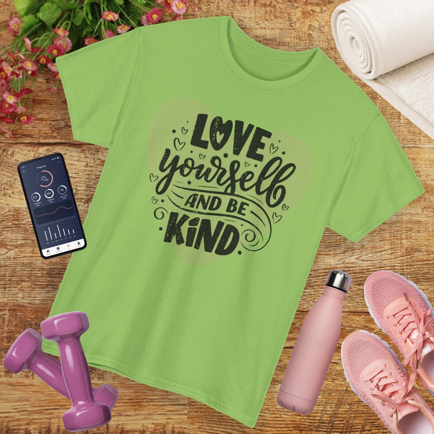 💖Heart Light Heavy Cotton Tee - Love Begins Within