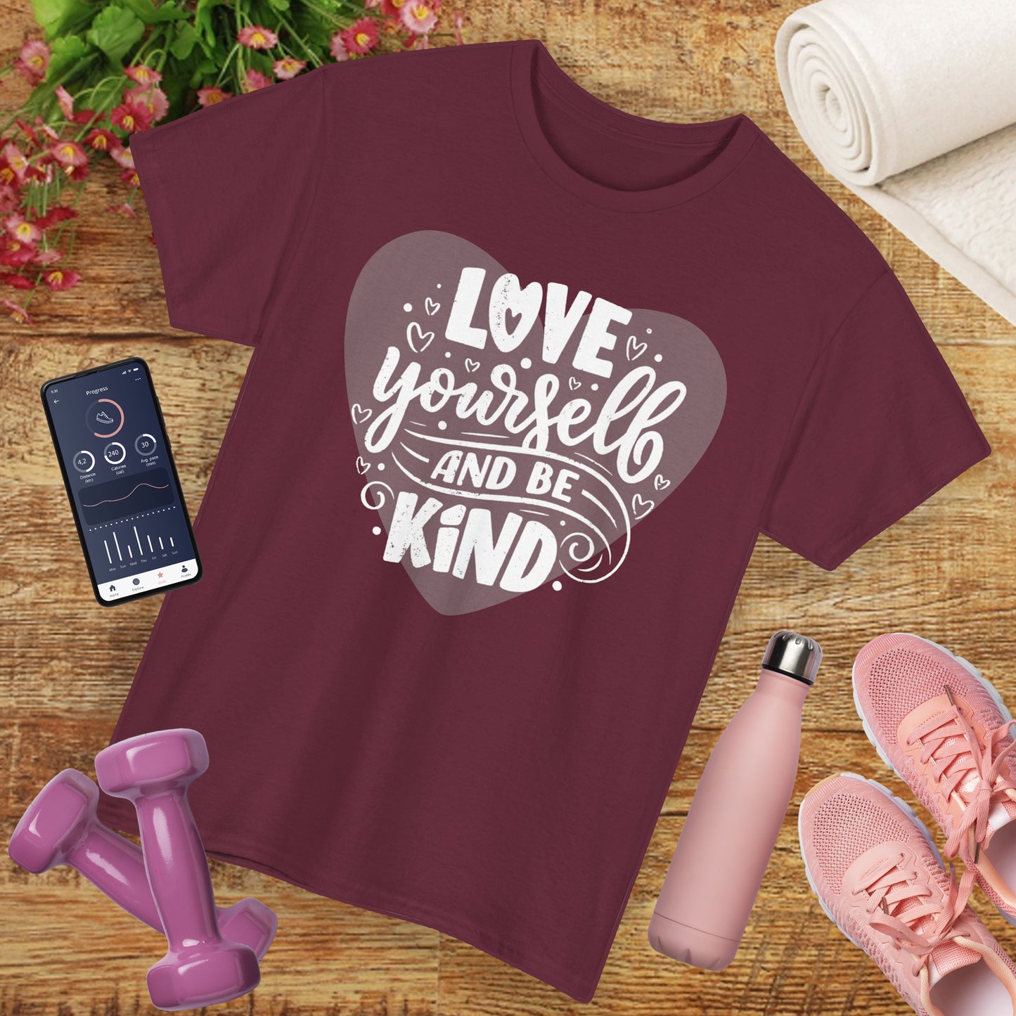 💖Heart Light Heavy Cotton Tee - Love Begins Within