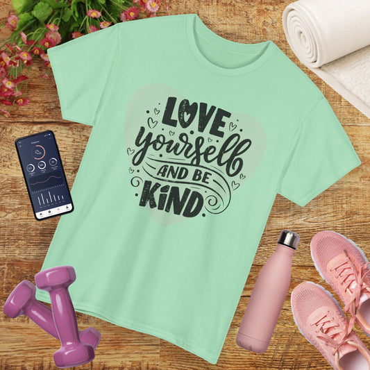 💖Heart Light Heavy Cotton Tee - Love Begins Within