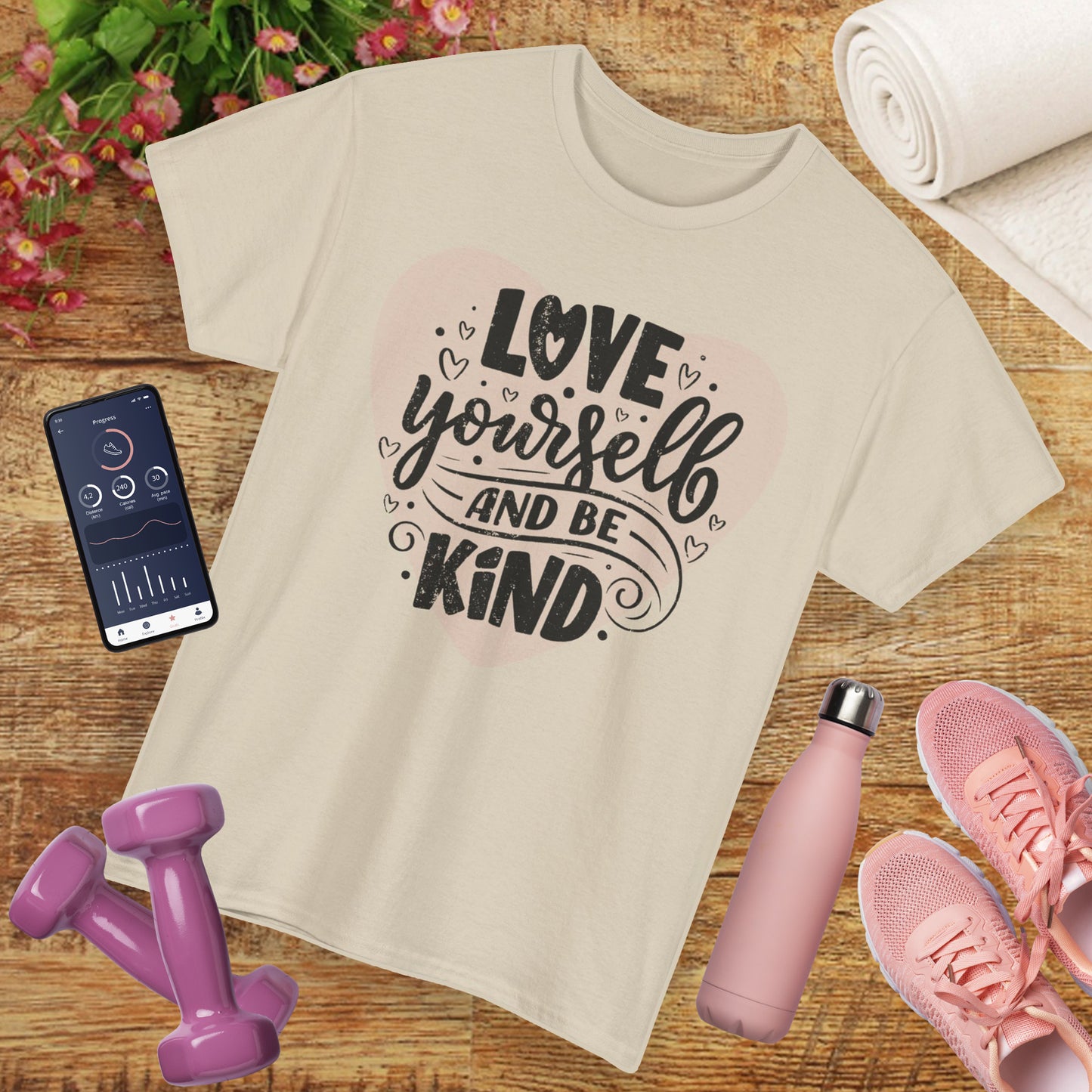 💖Heart Light Heavy Cotton Tee - Love Begins Within